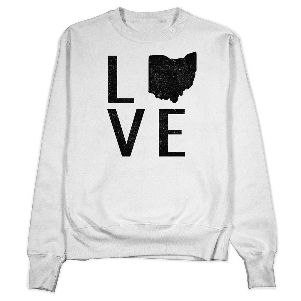 Distressed Ohio Love Crewneck - Buckeye Shirt Co.