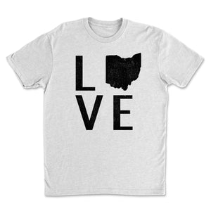 Distressed Ohio Love T-Shirt - Buckeye Shirt Co.