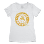 Load image into Gallery viewer, Lashes Long Coffee Strong Gold Design T-Shirt - Buckeye Shirt Co.
