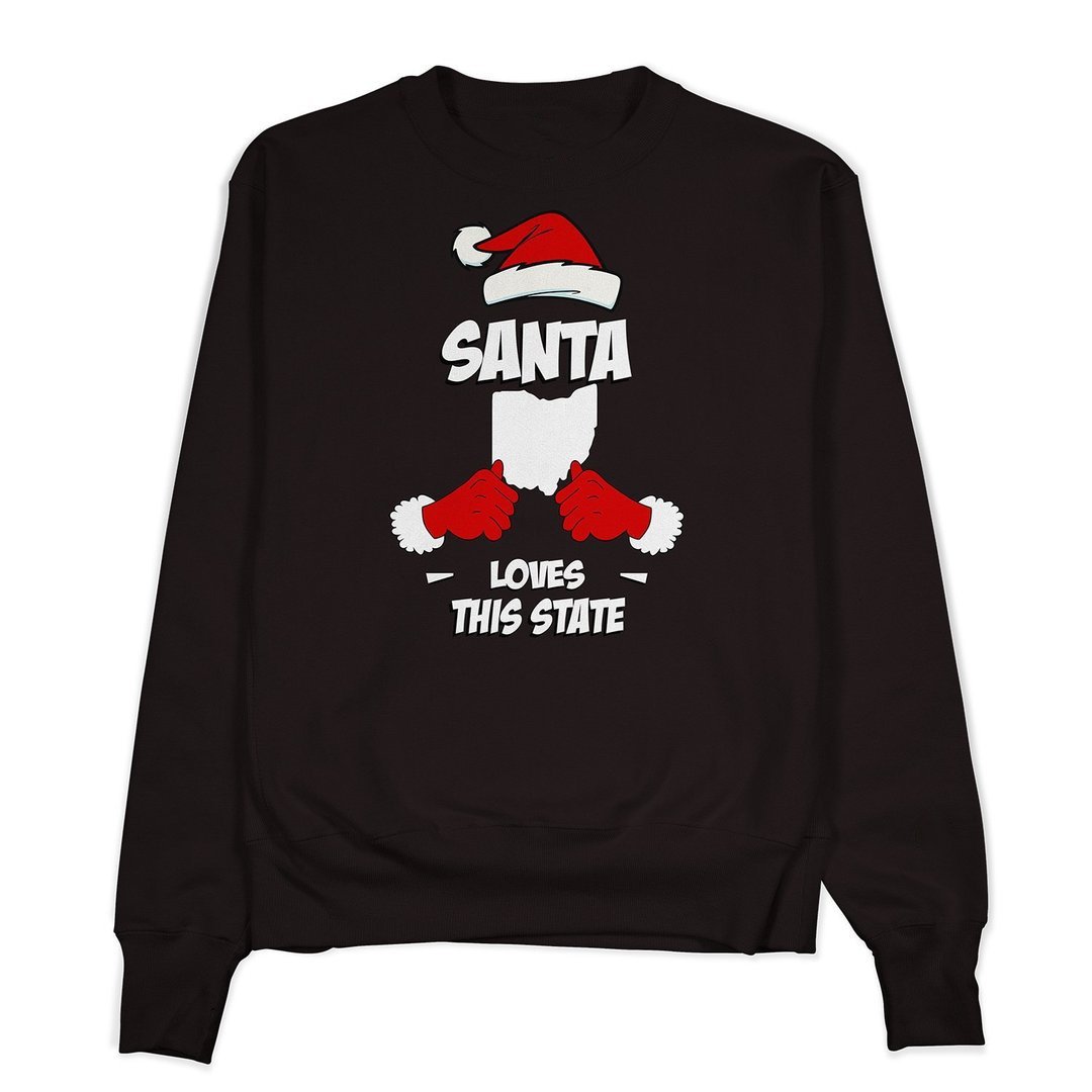 Santa Loves Ohio Crewneck - Buckeye Shirt Co.